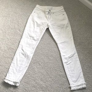White jeans with fringe